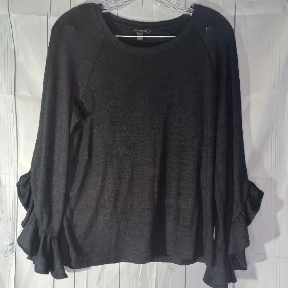 Banana Republic lightweight minimalist preppy black sweater with bell sleeves
